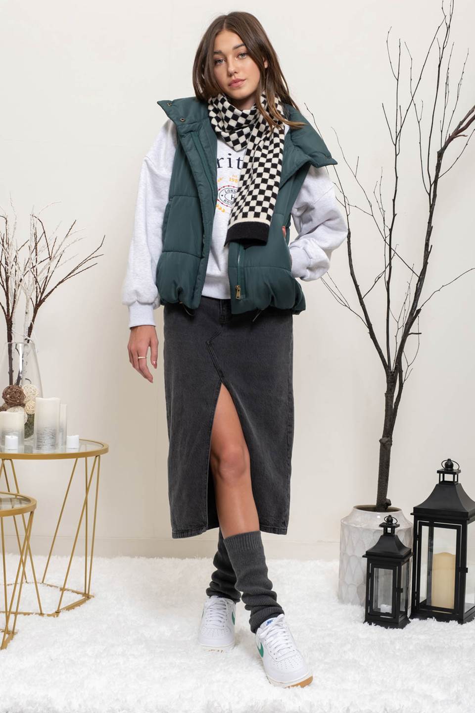 SOLID ZIP UP PUFFER VEST