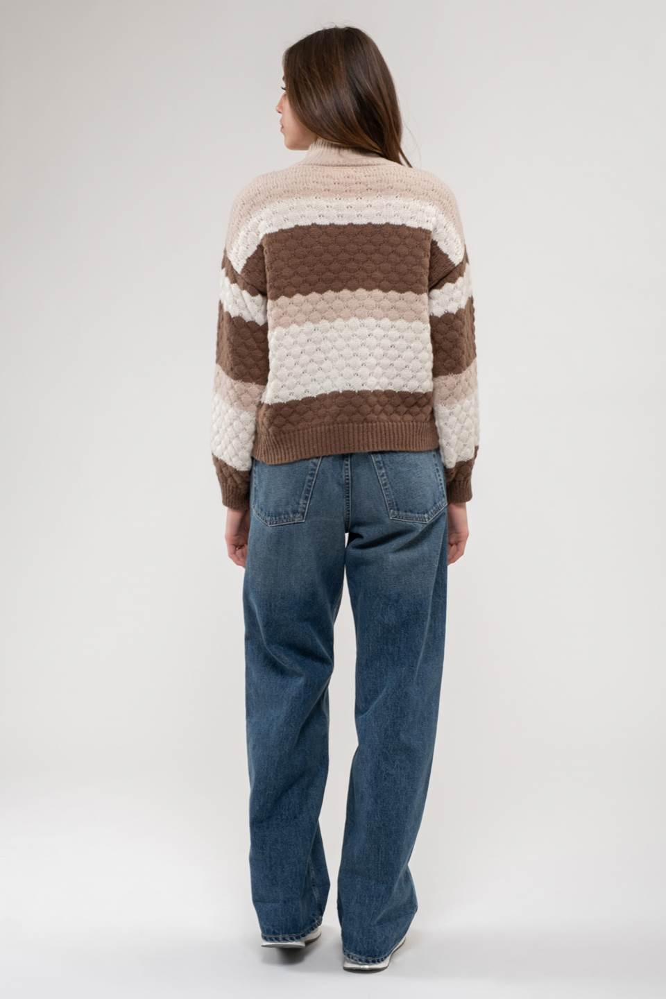 STRIPED MULTICOLOR KNIT PULLOVER SWEATER