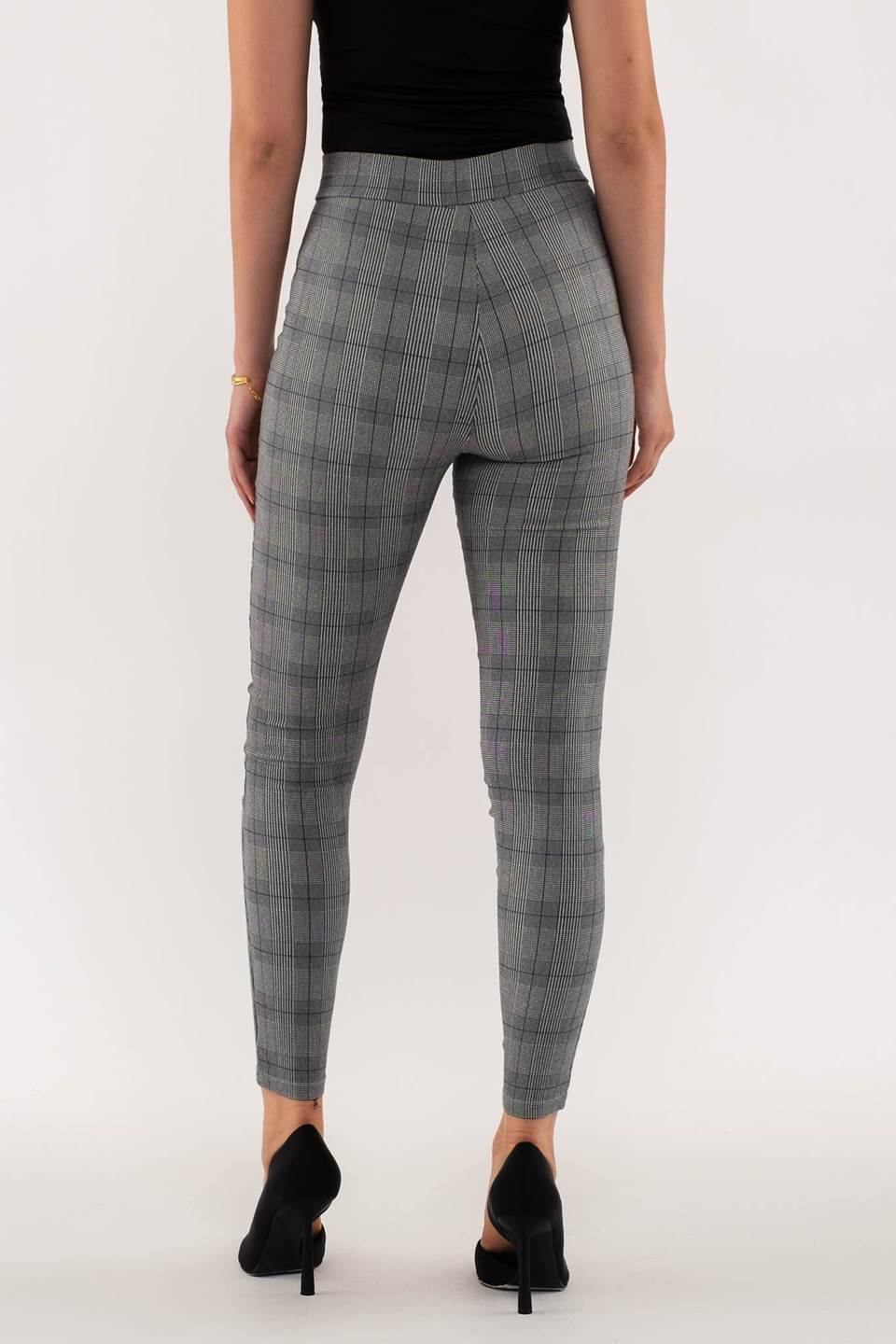 PANTALONES SKINNY CUADROS CINTURA ALTA
