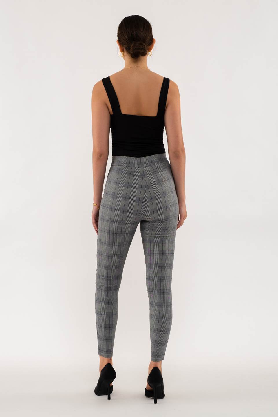 PANTALONES SKINNY CUADROS CINTURA ALTA