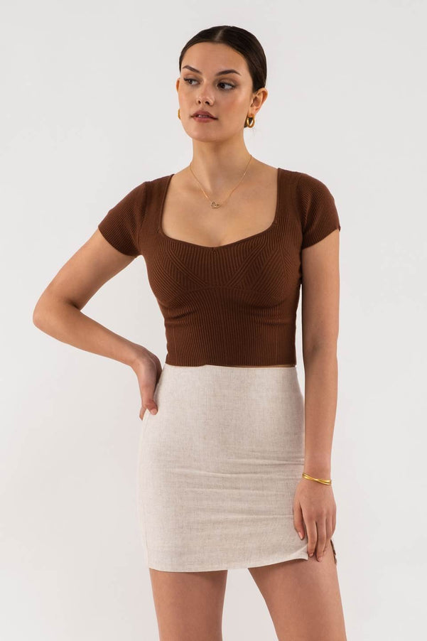 ASYMMETRICAL RIB KNIT TOP