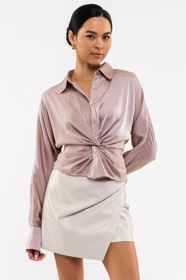 TWISTED WAIST BUTTON UP TOP