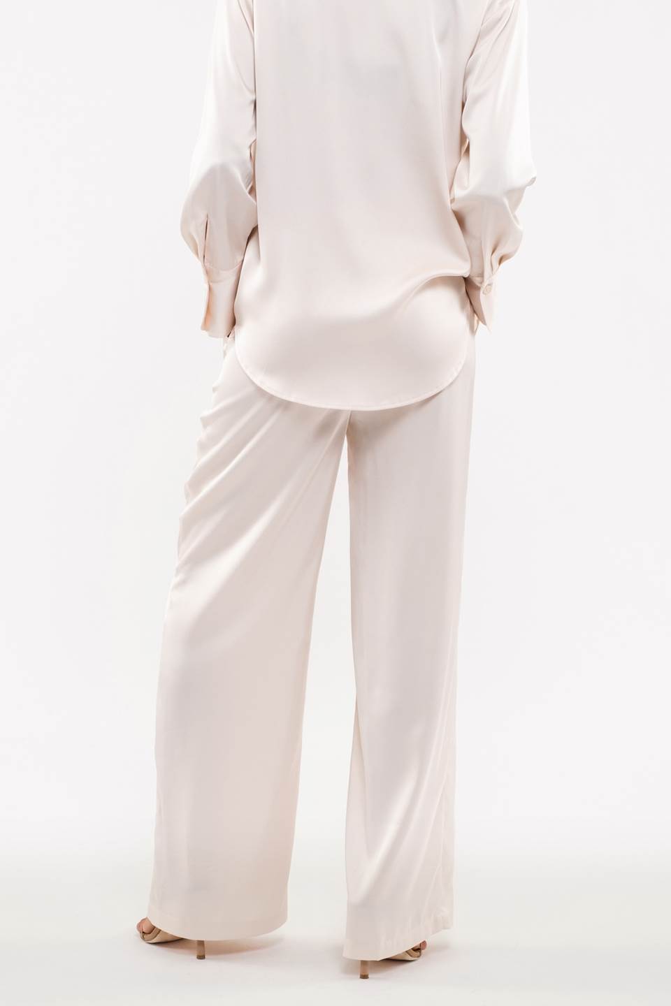 SOLID SATIN WIDE LEG PANTS