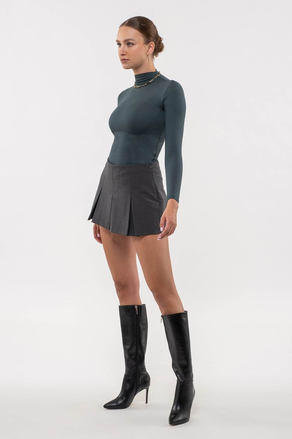 SOLID MOCK NECK LONG SLEEVE TOP