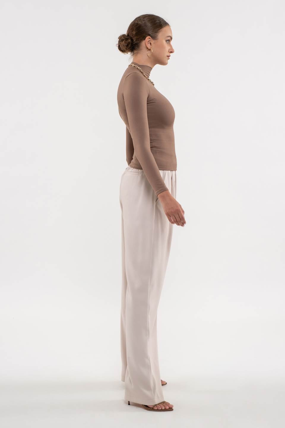 SOLID MOCK NECK LONG SLEEVE TOP