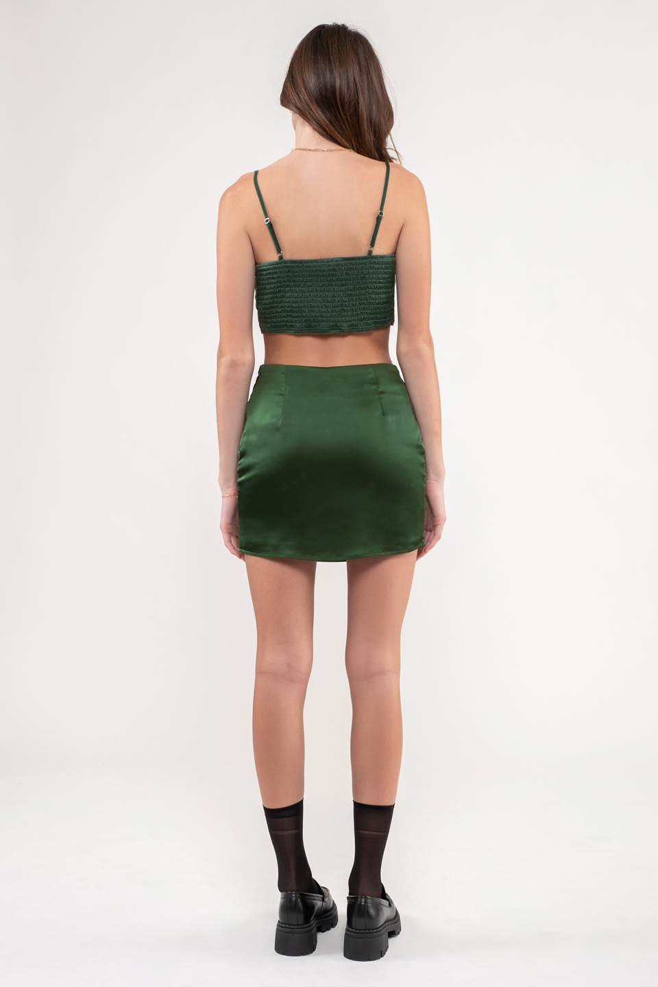 SATIN SIDE SLIT MINI SKIRT